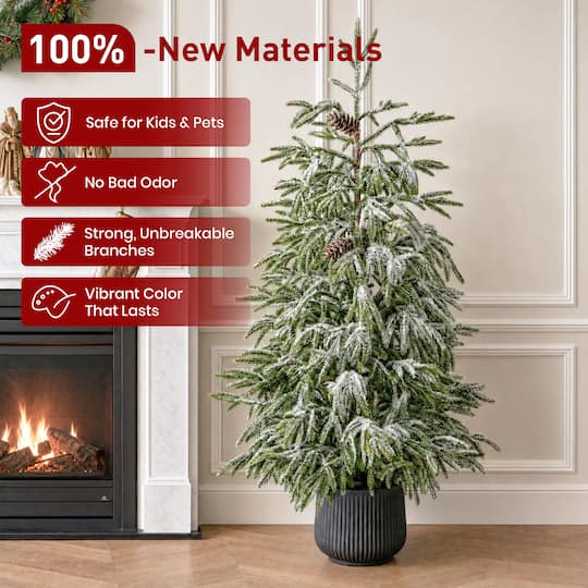 Glitzhome® 4ft. Unlit Frosted Norfolk Pine Christmas Porch Tree with Pinecones